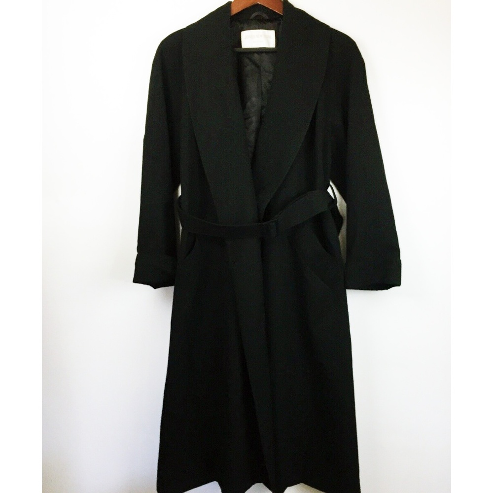 Jones New York Petites Black 100% Wool Trenc Coat